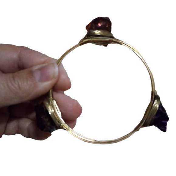 NEW!!! Purple Druzy Stone Gold-Tone Wired Cuff Bracelet w/Free Shipping!! - Picture 10 of 12